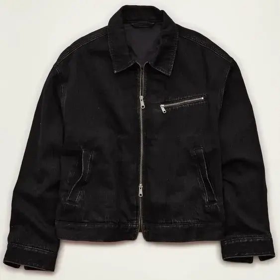 AE x Lamine Yamal Cropped Workwear  Black Denim Jacket 
