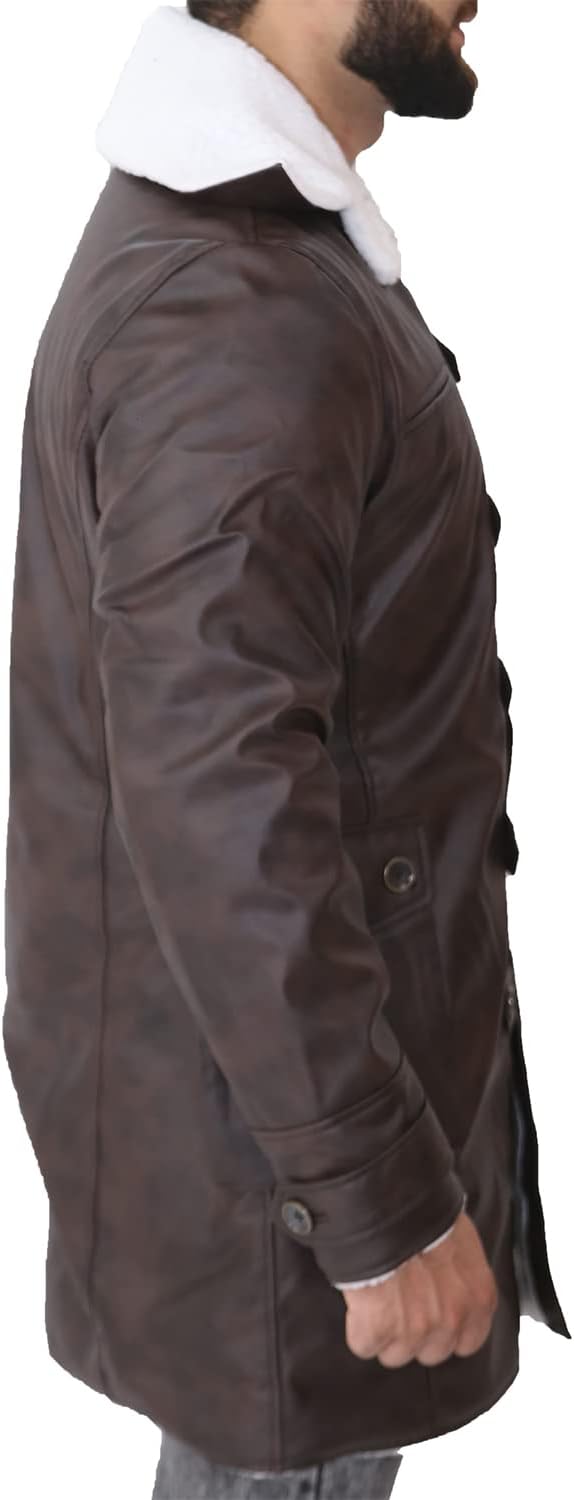 Tom Dark Knight Rises Bane Fur Shearling Brown Trench Coat