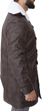 Tom Dark Knight Rises Bane Fur Shearling Brown Trench Coat