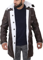 Tom Dark Knight Rises Bane Fur Shearling Brown Trench Coat