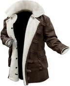 Tom Dark Knight Rises Bane Fur Shearling Brown Trench Coat