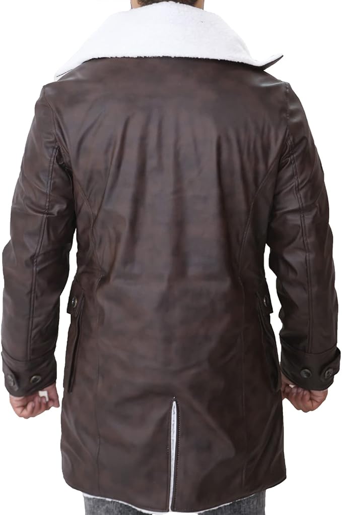 Tom Dark Knight Rises Bane Fur Shearling Brown Trench Coat