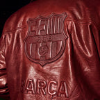  AMIRI FC Barca Maroon Leather Jacket 