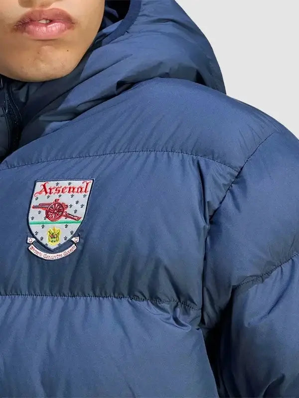 Adidas Arsenal 26/27 EQT Blue Puffer Hooded Blue Jacket For Men & Women
