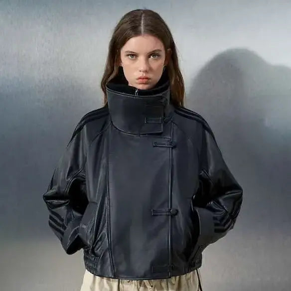 Adidas Asos black leather jacket