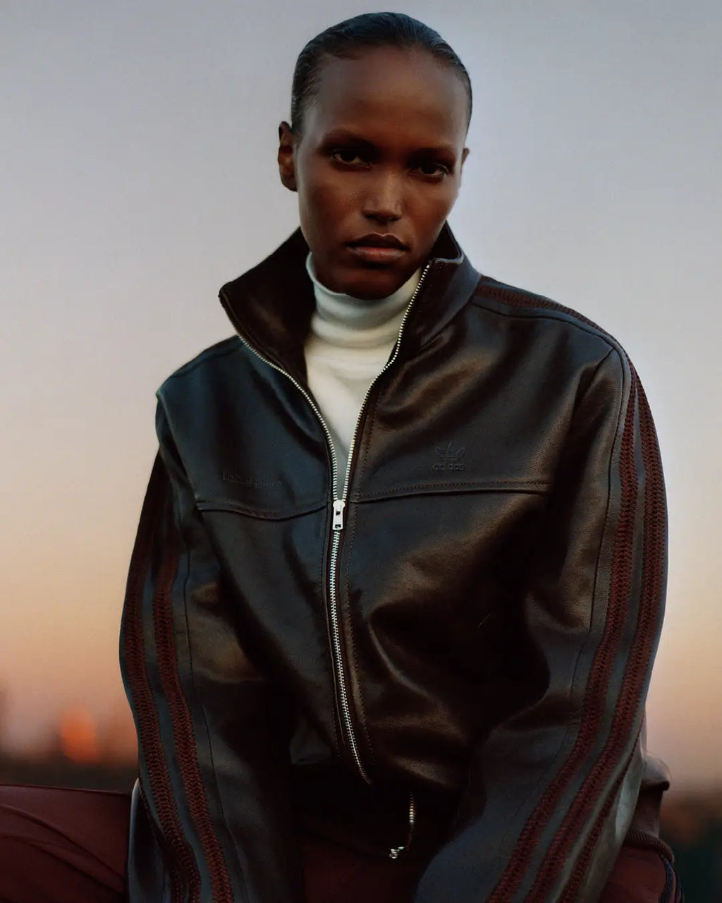 Adidas x Wales Bonner FW26 Brown Leather Jacket For Men & Women
