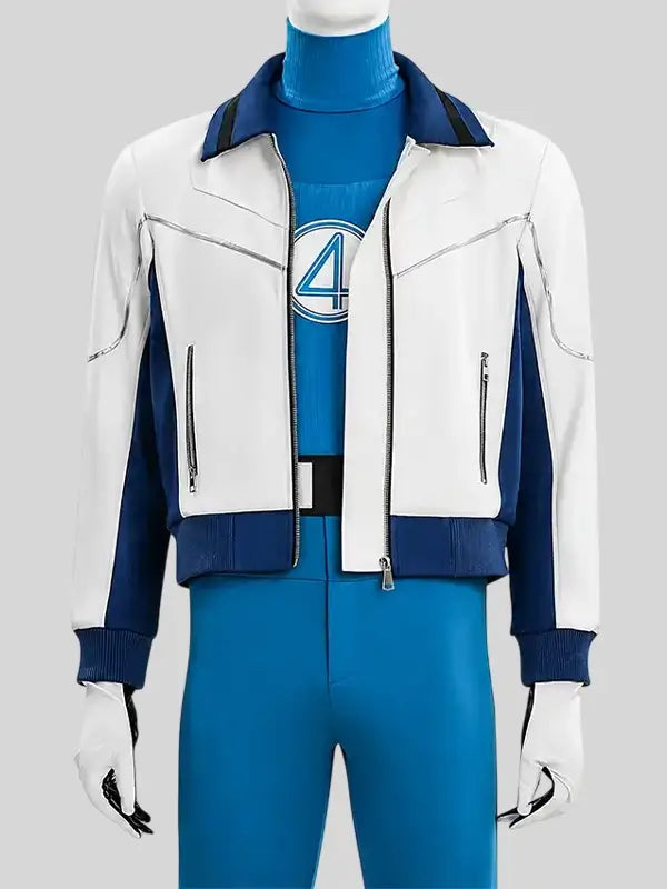 Avengers Doomsday Reed Richards Bomber White & Blue Jacket