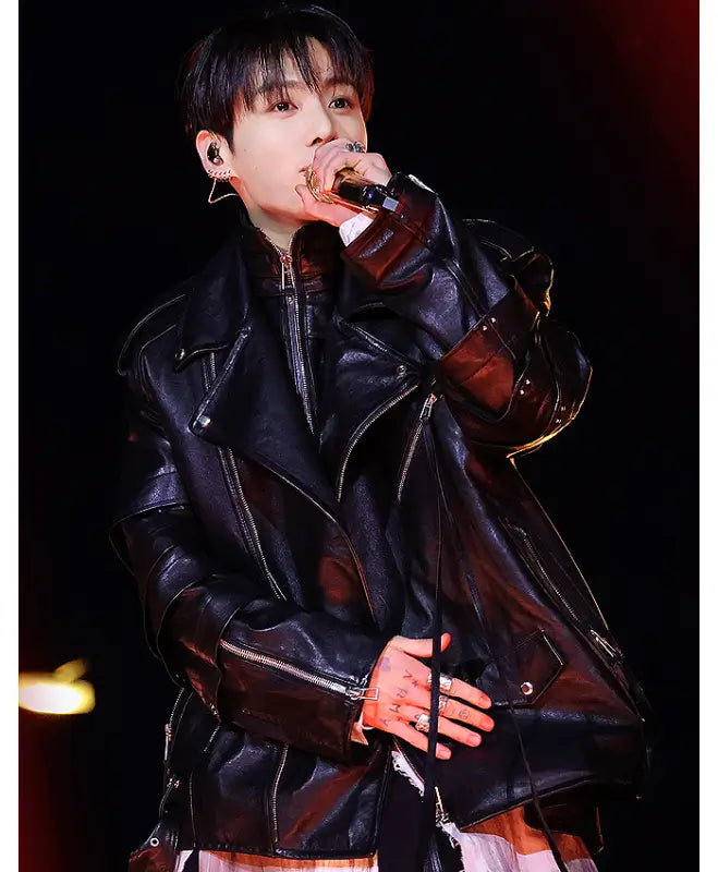 BTS The Comeback Live Arirang Jungkook Black Leather Jacket