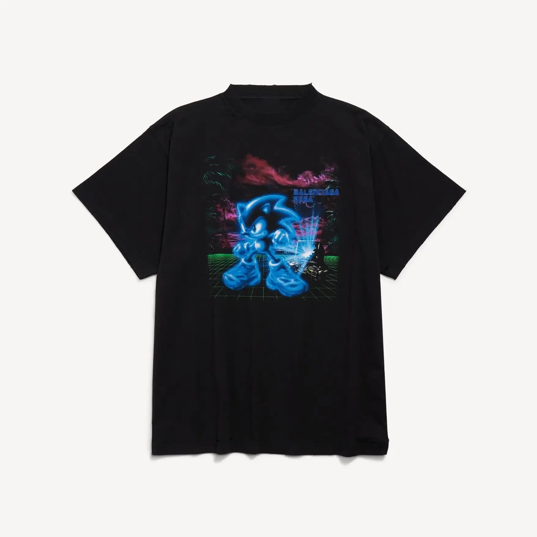 Balenciaga x SEGA Sonic The Hedgehog Black T-shirt For Men & Women
