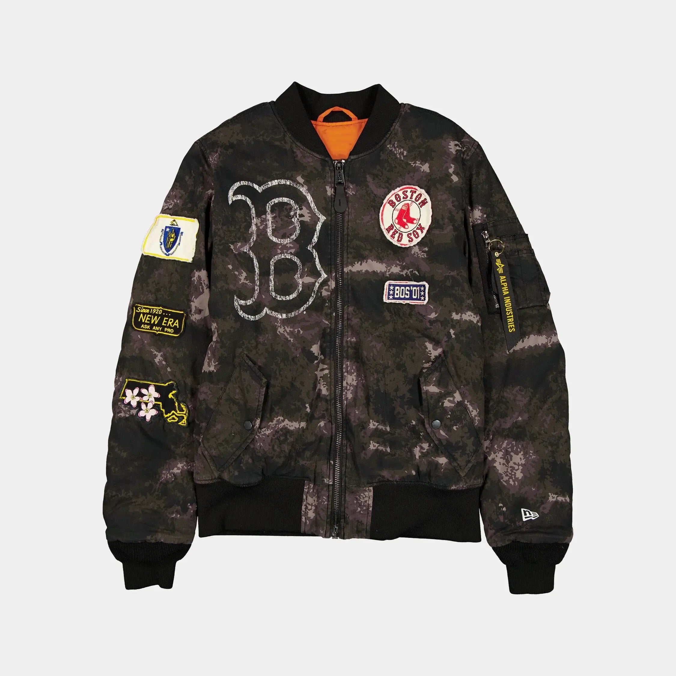 Boston Red Sox X New Era MA-1 Flight Black Camo Jacket