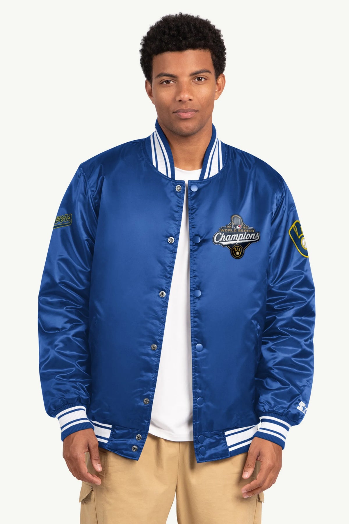 Brewers Starter World Series Champions Blue Satin Jacket