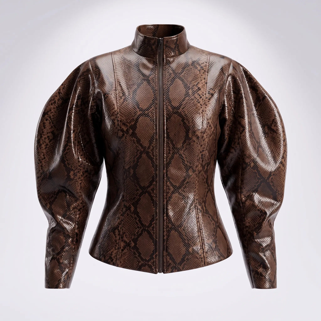 Brittany Mahomes Snake Print Brown Jacket 