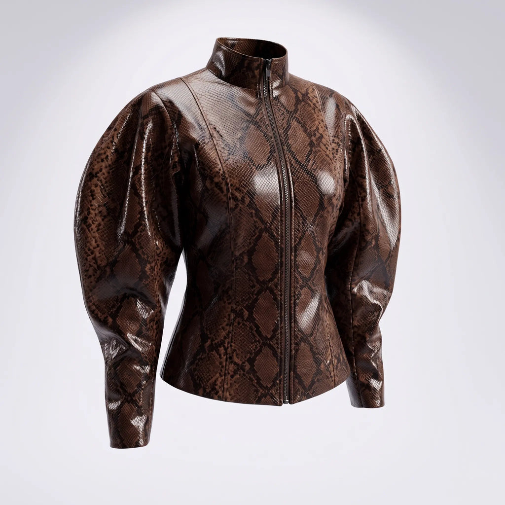 Brittany Mahomes Snake Print Brown Jacket For Women