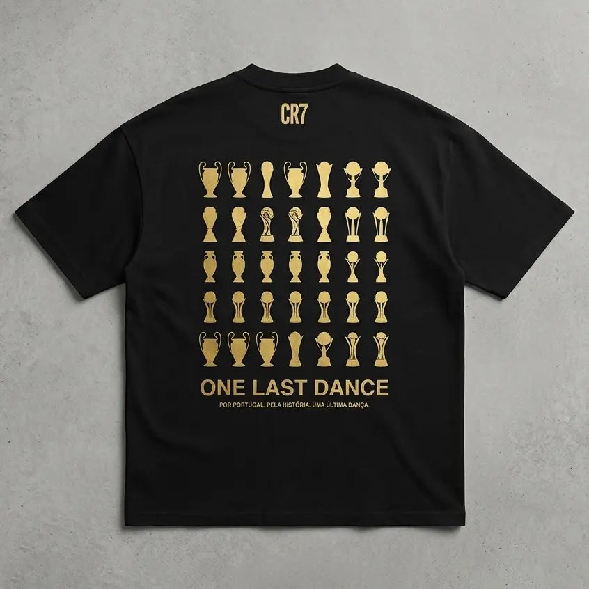CR7 x Nike one Last Dance Gold Trophy Graphics Black T-Shirt