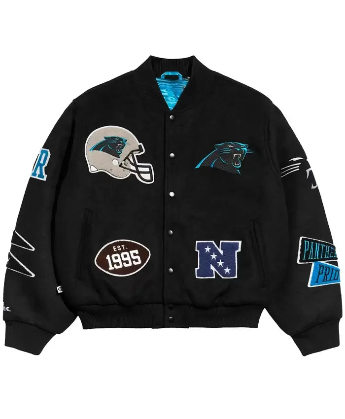 Carolina Panthers Chalk Line Pennant Varsity Jacket