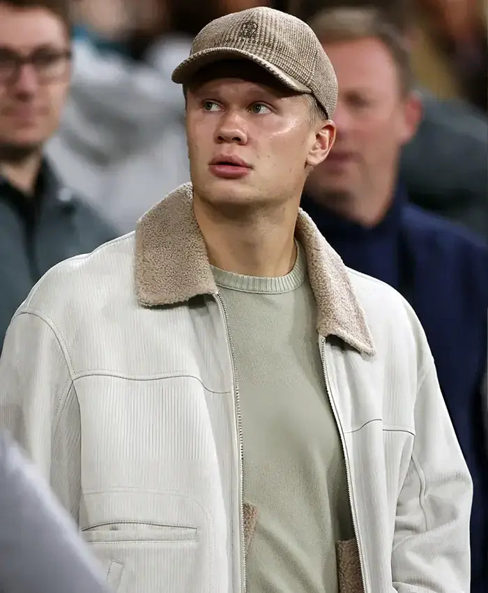 City vs Norwich Erling Haaland Corduroy Shearling Collar Jacket