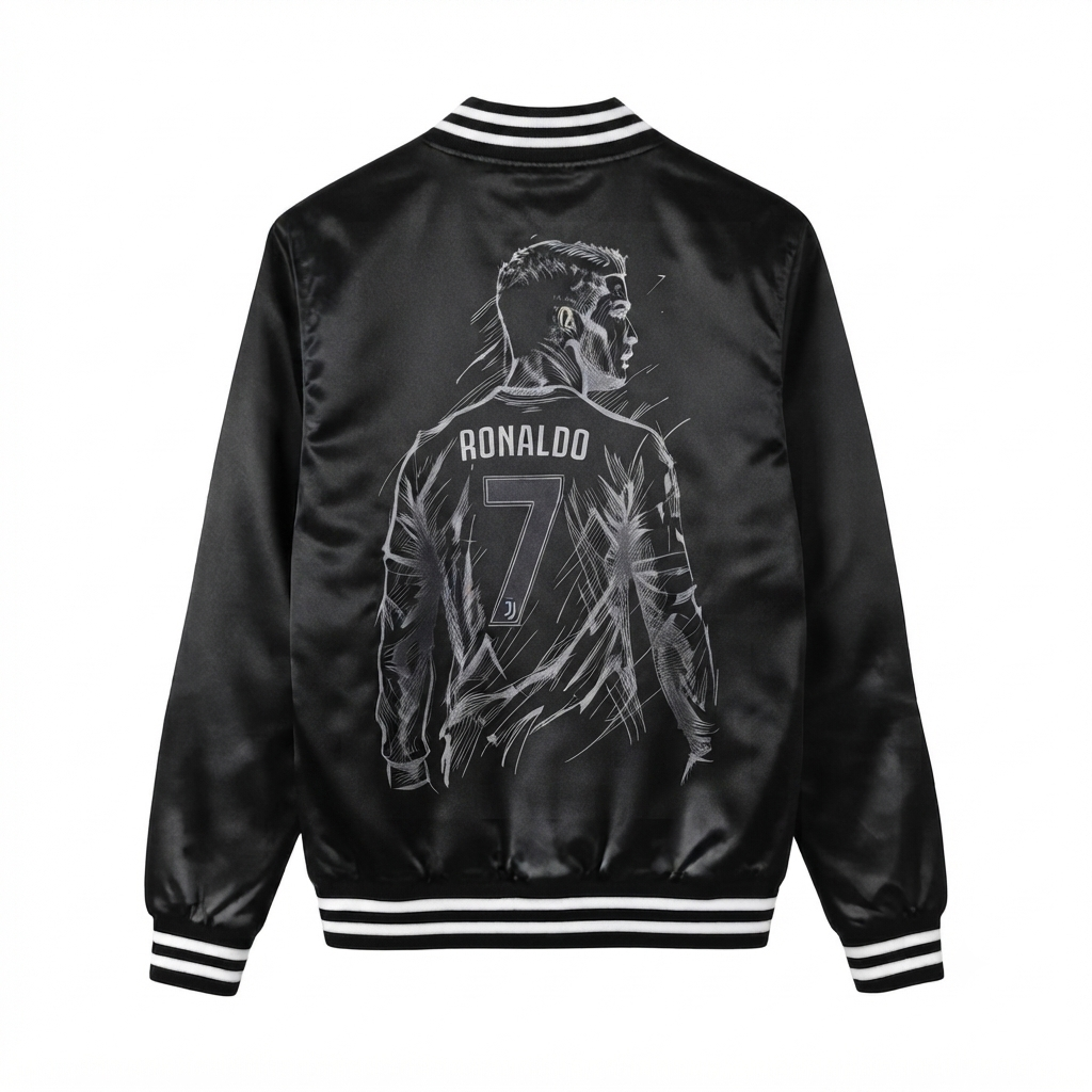 Cr7 Satin Bomber Black Jacket For Men & Women