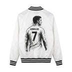 Cr7 Satin Bomber White Jacket