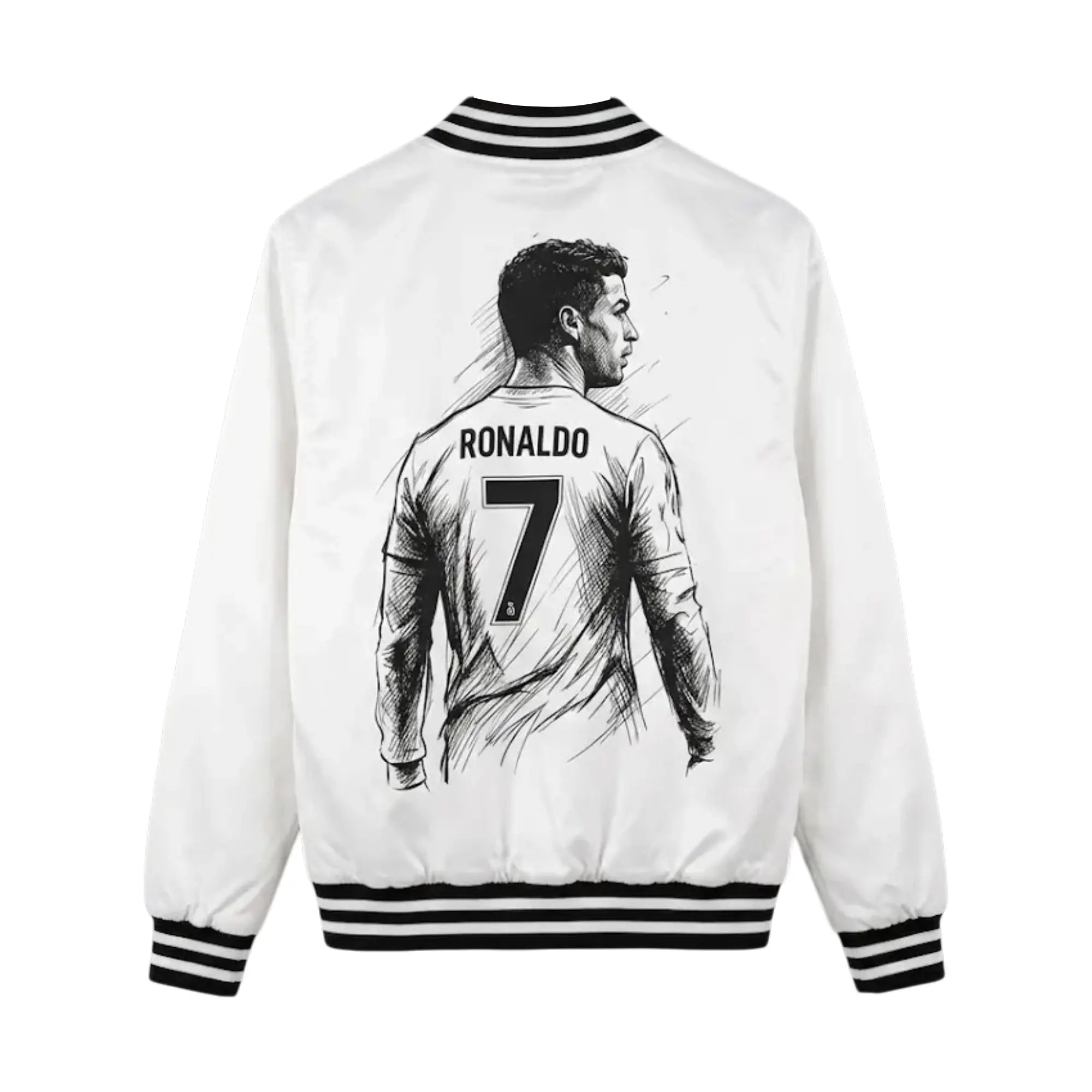 Cr7 Satin Bomber White Jacket