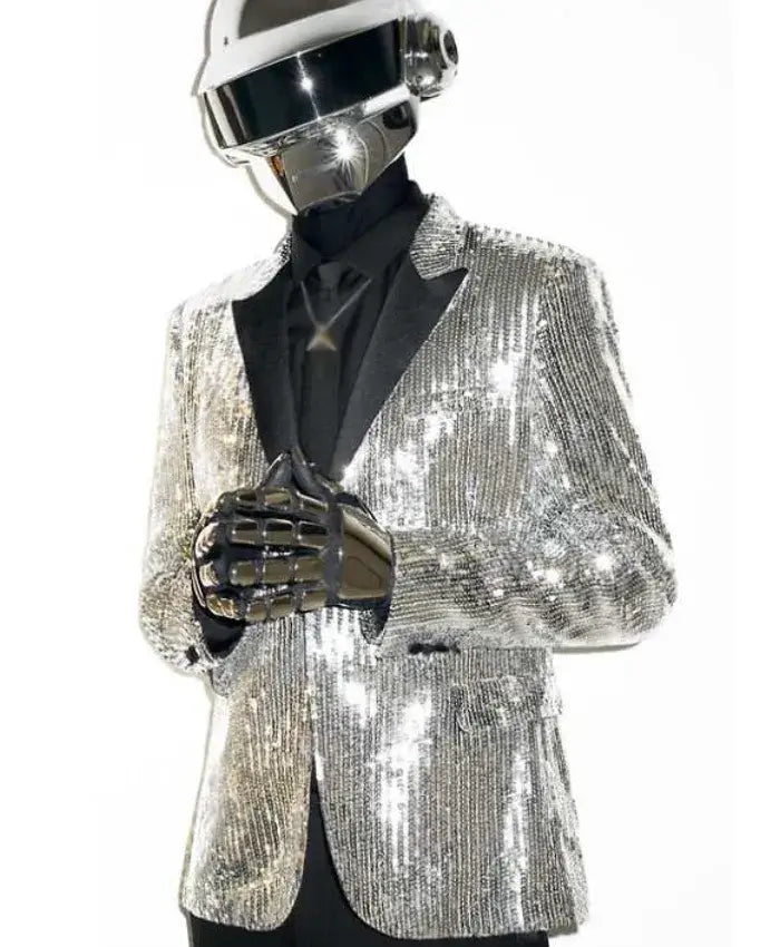 Daft Punk Costume Sequin Silver Blazer