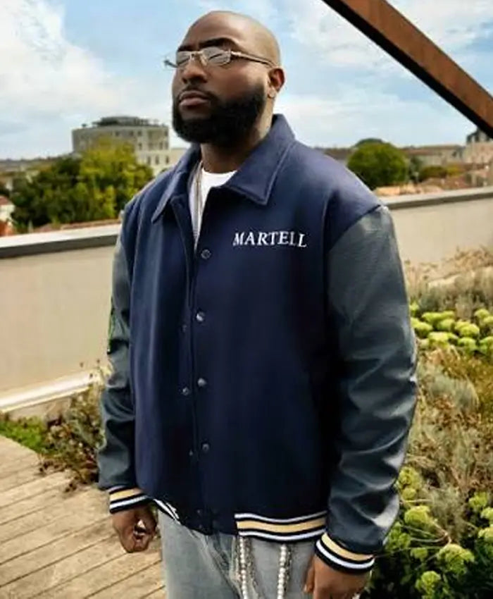 Davido Martell Navy Blue Varsity Jacket For Men & Women