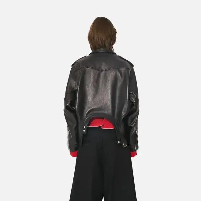 Double-End Vintage Leather GT Riders Black Jacket