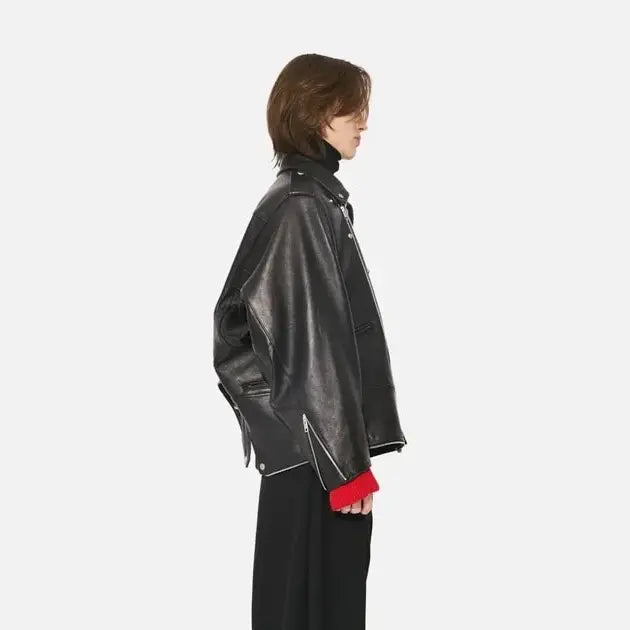 Double-End Vintage Leather GT Riders Black Jacket For Men & Women
