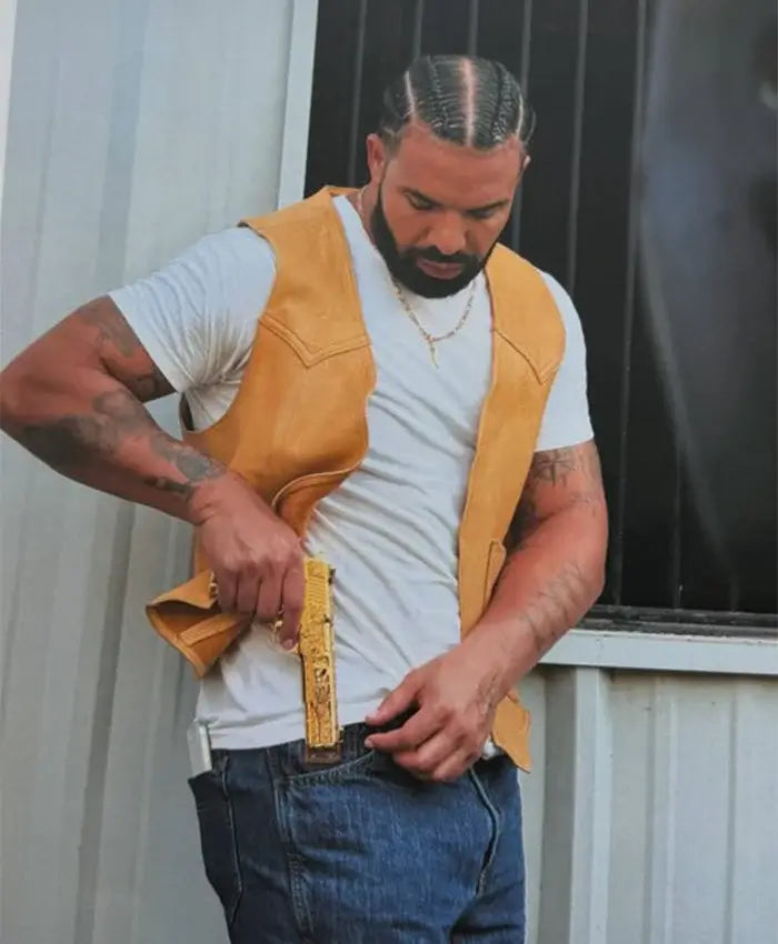 Drake FOMO 2026 BTS Tan Leather Vest