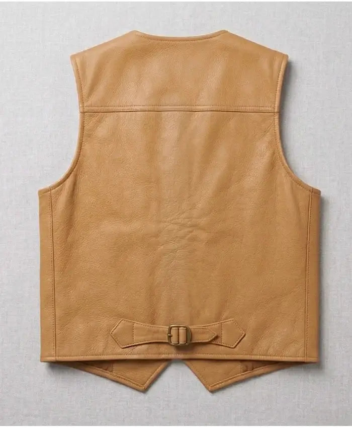 Drake FOMO 2026 BTS Tan Yellow Leather Vest For Men & Women