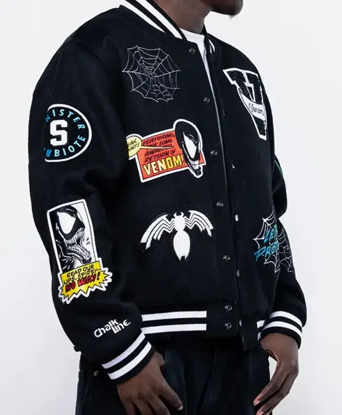 Eddie Brock Venom Varsity Black Jacket