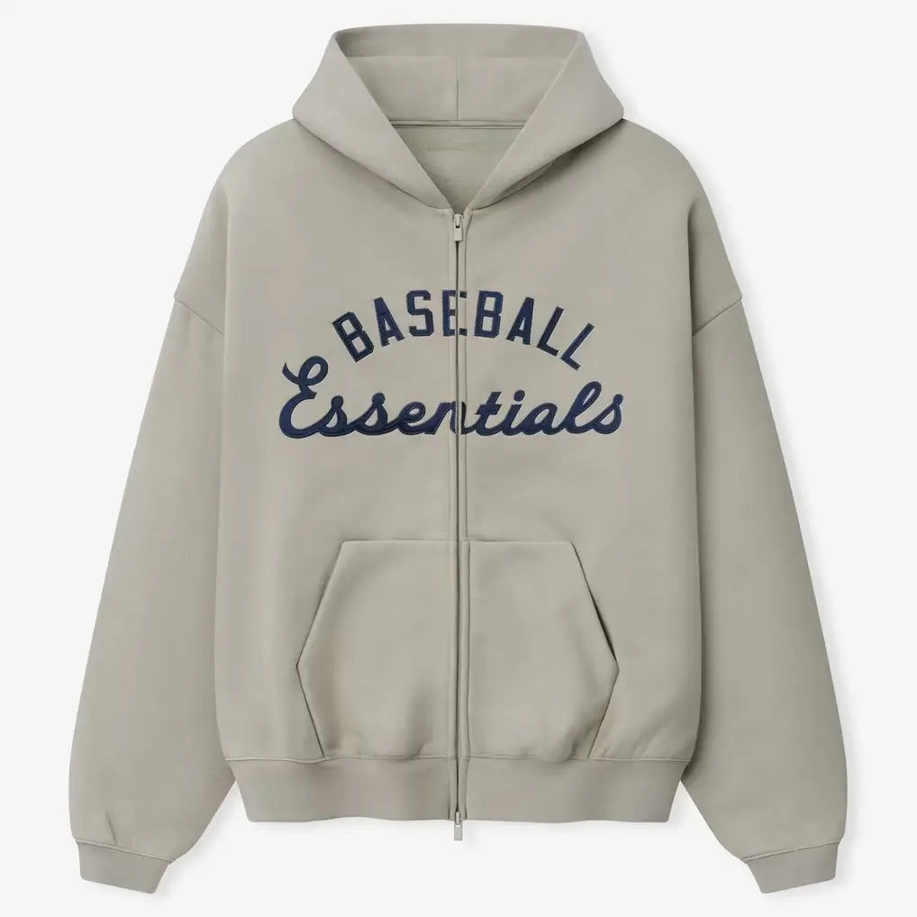 Fear of God Essentials x MLB Full-Zip Sport Grey Hoodie