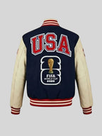 Fifa World Cup USA Varsity  Navy and Off White Jacket