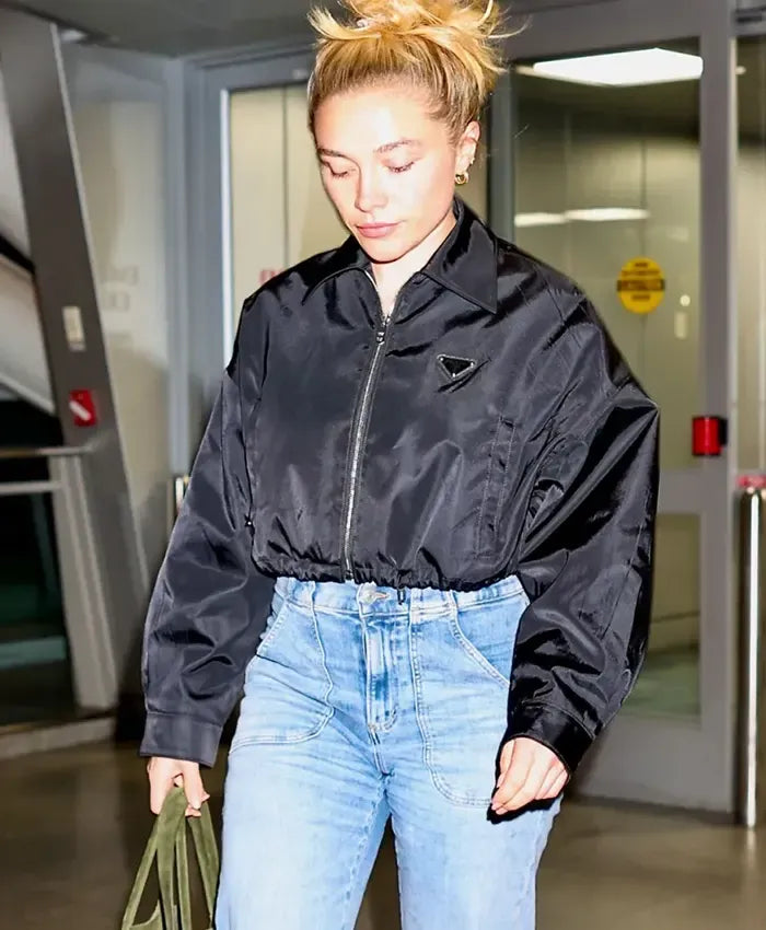 Florence Pugh Black Cropped Prada Jacket