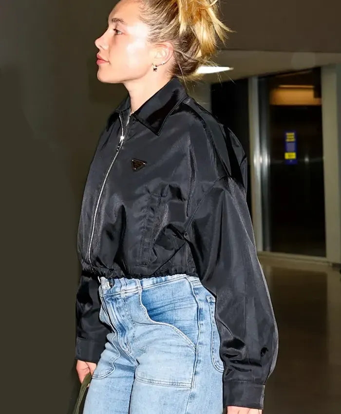 Florence Pugh Cropped Prada Bomber Jacket