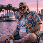 GTA VI Cal Hampton Navy Blue Floral Hawaiian Shirt