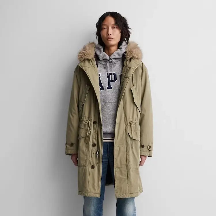 Gap x A.P.C. Green Sherpa-Lined Utility Parka Jacket