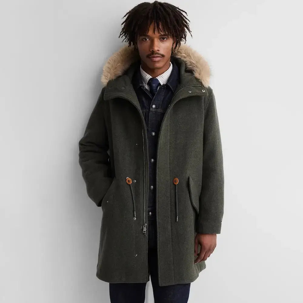 Gap x A.P.C. Green Wool-Blend Parka Jacket