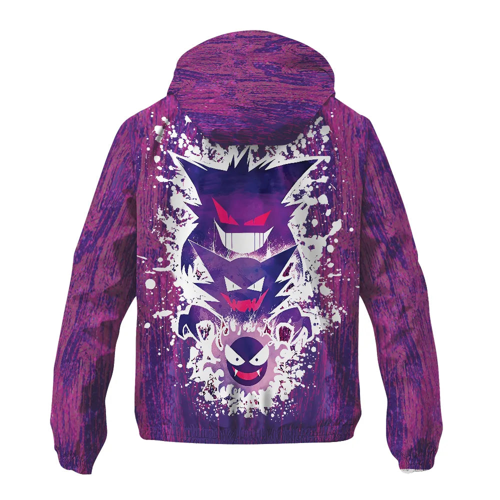 Gastly Haunter Gengar Pokemon Windbreaker Hooded Jacket