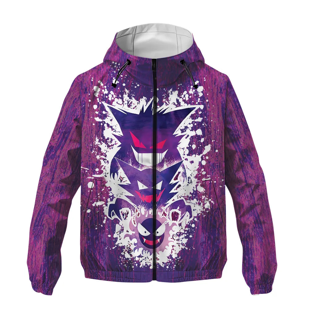 Gastly Haunter Gengar Pokemon Windbreaker Purple Jacket