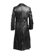 German WW2 Military Uniform Black Leather Coat