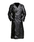 German WW2 Military Uniform Black Leather Trench Coat