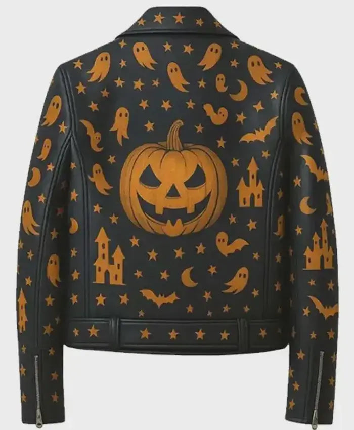 Ghost And Pumpkin Leather Jacket