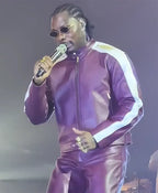 God We Trust Tour Asake Purple Leather Jacket