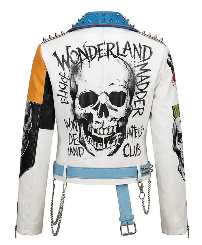 Gothic Printed Patches Women’s Biker Jacket