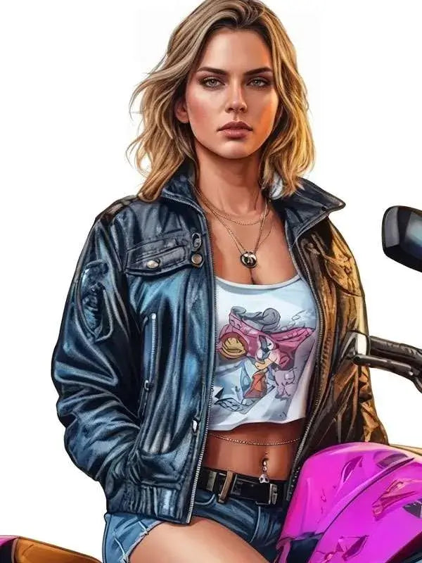 Grand Theft Auto VI Lucia Black Leather Jacket