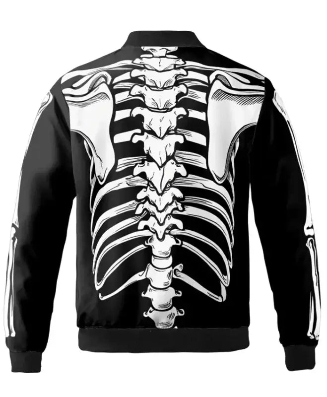 Halloween 3D Skeleton Ribcage Bomber Jacket