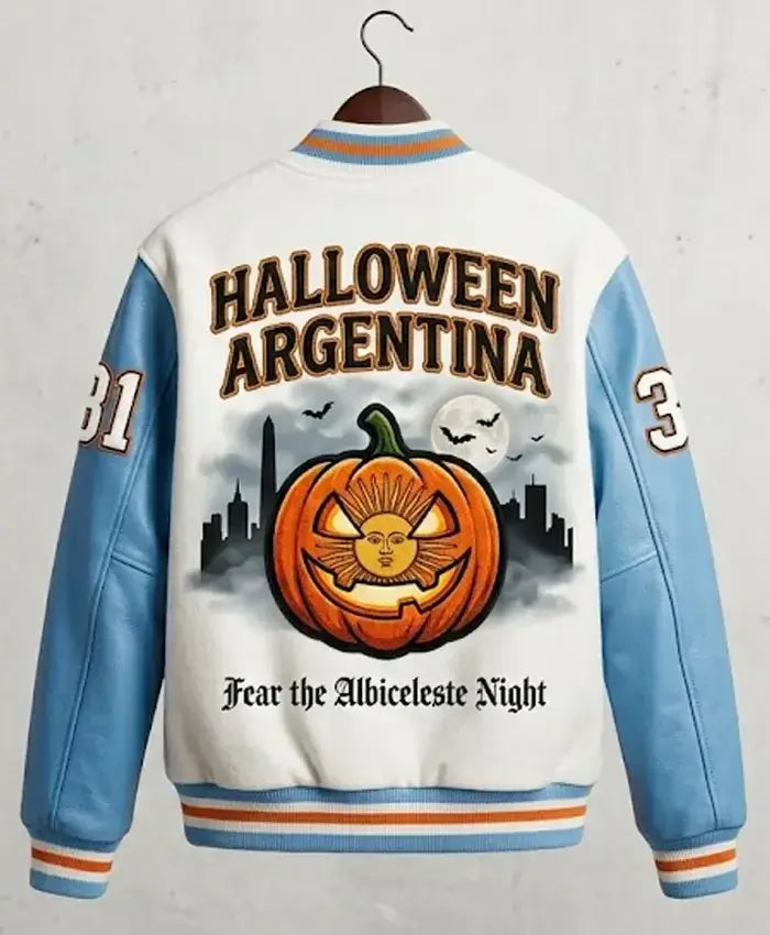Halloween Argentina Varsity White Jacket