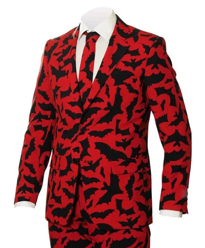 Halloween Bat Print Blazer Suit