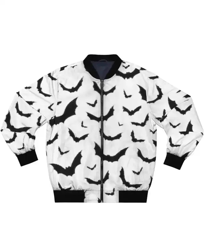 Halloween Bats Bomber White Jacket