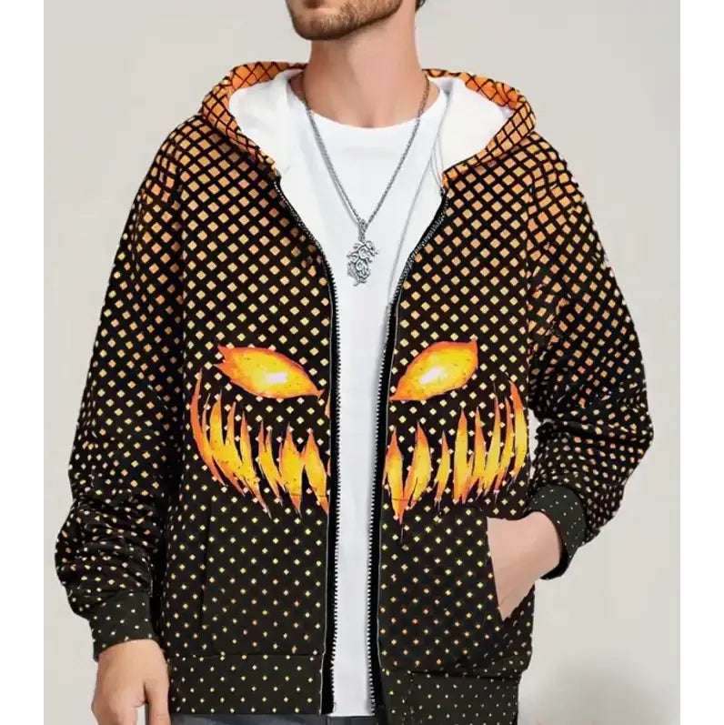 Halloween Evil Pumpkin Face Hooded Jacket